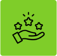 Mano con estrellas brillantes